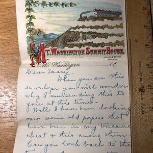 Mt. Washington Summit House NH 1800's Color Illustrated Letterhead